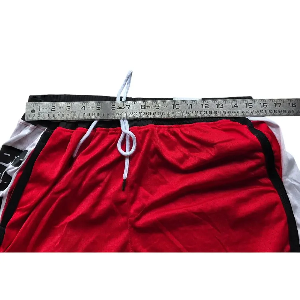 NBA Classic Basketball Shorts Red White Black Size L NWT Polyester